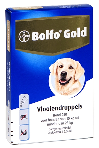 Bolfo Gold Hond Vlooiendruppels 250 2 Pipet