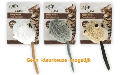 Afp Wooly Mouse Lamswol Met Piep En Catnip Assorti 7x7x3 CM
