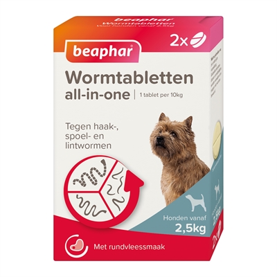 Beaphar Wormtablet All-in-one Hond 2,5-20 KG 2 Tbl