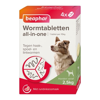 Beaphar Wormtablet All-in-one Hond 2,5-40 KG 4 Tbl