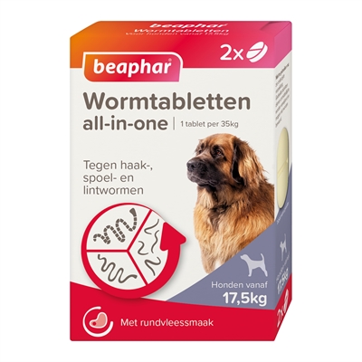 Beaphar Wormtablet All-in-one Hond 17,5-70 KG 2 Tbl