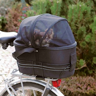 Trixie Fietsmand Achterop Zwart 29x42x48 cm met Kussen en Kap