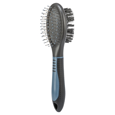 Trixie Borstel Dubbelzijdig Dekhaar / Onderwol Kunststof Zwart / Blauw 6x23 CM 2ST