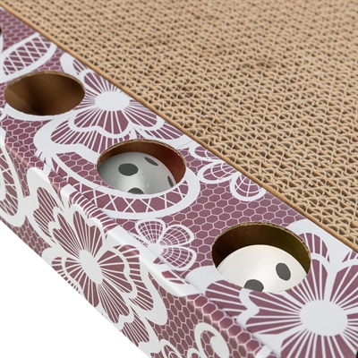 Trixie Krabplank Karton Met Balletjes Roze 48x25 CM