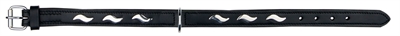 Trixie Halsband Hond Active Leer Met Golfjes Zwart 34-40x2,2 CM