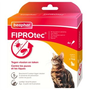 Beaphar Fiprotec Kat Tegen Vlooien & Teken 3+1 Pipet >1 KG En 8 Weken