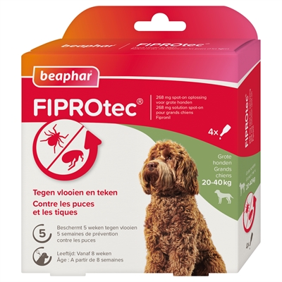 Beaphar Fiprotec Hond Tegen Teken En Vlooien 20-40 KG 3+1 Pip