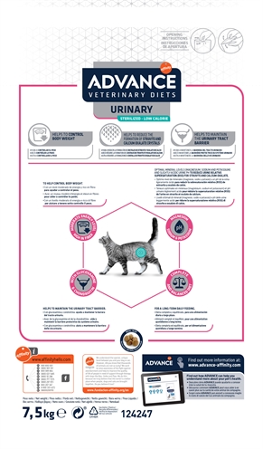 Advance Veterinary Diet Cat Urinary Sterilized Minder Calorieën 7,5 KG