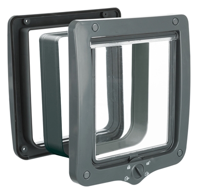 Trixie 4-weg Kattenluik XL Met Tunnel Grijs 24x28 CM