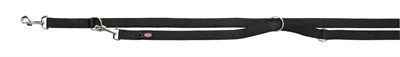 Trixie Hondenriem Premium Dubbelgestikt Verstelbaar Zwart 200x2 CM