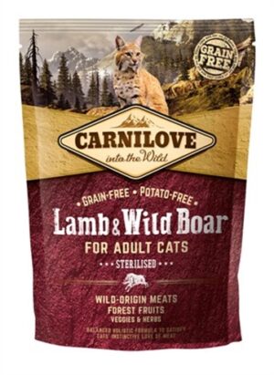 Carnilove Lam / Wild Zwijn Droogvoer 400 GR voor Gesteriliseerde Katten