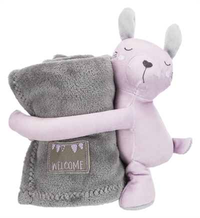 Trixie Junior Speelset Deken en Konijn Grijs/Lila — Comfortabele plek voor je pup