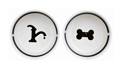 Trixie Voerbak / Drinkbak Set 2x1,6 L Wit/Zwart 20 CM