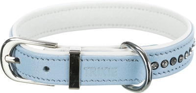 Trixie Halsband Hond Leer Lichtblauw 23-28x1,5 cm met Strass