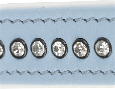 Trixie Halsband Hond Leer Lichtblauw 23-28x1,5 cm met Strass