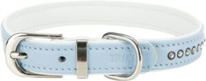 Trixie Halsband Hond Leer Lichtblauw 27-33x1,5 cm met Strass