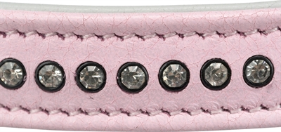 Trixie Halsband Hond Leer Roze 17-21x1,2 cm met Strass Steentjes