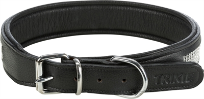 Trixie Halsband Hond Active Comfort Met Strass Steentjes Leer Zwart 38-48x3,5cm