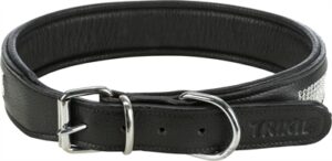 Trixie Halsband Hond Active Comfort Met Strass Steentjes Leer Zwart 44-52x3,5cm