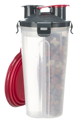 Trixie Water- en Voerfles met Reisbak 2x350 ML