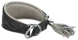 Trixie Halsband Hond Active Comfort Voor Windhonden Leer Zwart / Grijs 21-26x4 CM