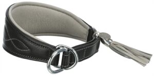 Trixie Halsband Hond Active Comfort Voor Windhonden Leer Zwart / Grijs 24-31x5 CM