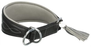 Trixie Halsband Hond Active Comfort Voor Windhonden Leer Zwart / Grijs 27-35x5,5 CM