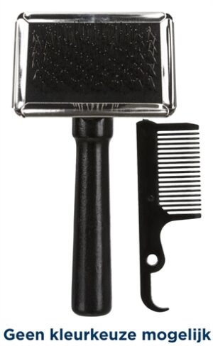 Trixie Slickerborstel Houten Greep / Metalen Pinnen Assorti 13x6 CM 3 ST