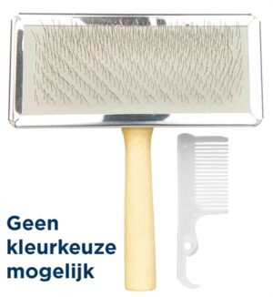Trixie Slickerborstel Houten Greep / Metalen Pinnen Assorti 14x11 CM 3 ST