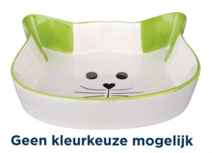 Trixie Voerbak / Waterbak Kattenhoofd Met Gezicht Keramiek  Assorti 15x10 CM 200 ML 4 ST