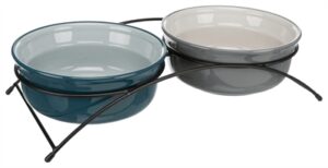 Trixie Voerbak-set Keramiek  /  Metaal Petrol / Grijs 2x1,6 Ltr