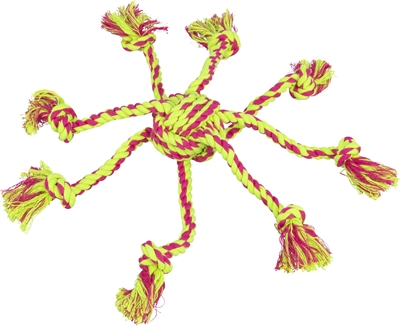Trixie Touwspeeltje Met Ingevlochten Bal Lime/magenta 7x7x7 CM 3 ST