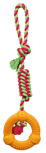 Trixie Natuurrubber Ring Aan Touw 41 cm Assorti 3 ST