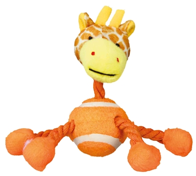 Trixie Pluche Dier met Touw en Tennisbal 16 CM Assorti 3 ST