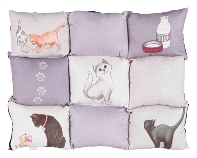 Trixie Kussen Patchwork Cat Grijs 55x45 cm — Comfortabele rustplek voor je kat