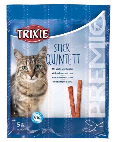 Trixie Premio Stick Quintett Zalm/Forel 24x5x5 GR Zachte Snacks voor Katten