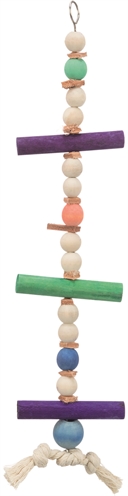 Trixie Speelgoed Met Touw & Kralen Hout / Leer Meerkleurig 28 CM 3 ST