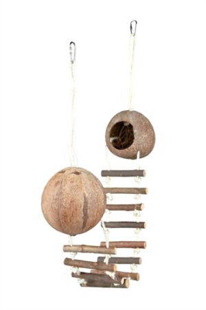 Trixie 2 Kokosnoothuizen Met Hangbrug Muis 100x13x13 CM 3 ST