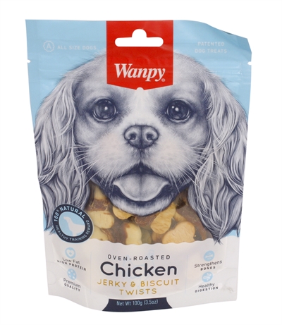 Wanpy Oven-roasted Chicken Jerky Biscuit Twists 100 GR
