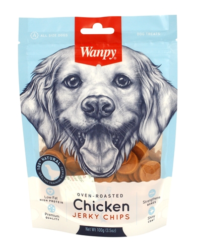 Wanpy Oven-roasted Chicken Jerky Chips 100 GR hondensnack