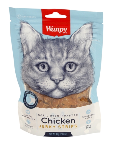 Wanpy Soft Oven-roasted Chicken Jerky Strips 80 GR voor katten