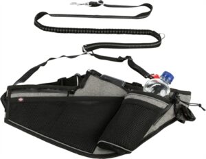 Trixie Joggingriem met Lijn Grijs/Zwart 115-150 cm