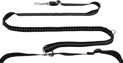 Trixie Joggingriem met Lijn Grijs/Zwart 115-150 cm