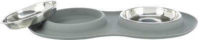 Trixie Dubbele Voer- en Waterbak Siliconen/RVS 2x300 ml