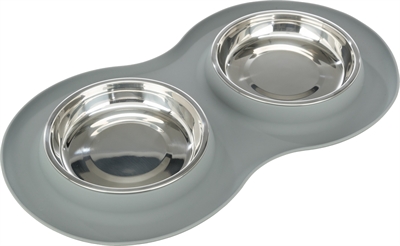 Trixie Dubbele Voer- en Waterbak Siliconen/RVS 2x300 ml