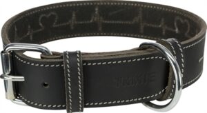 Trixie Halsband Hond Rustic Vetleer Zwart 47-55x4 cm
