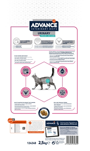 Advance Veterinary Diet Kat Urinary Sterilized 2,5 KG Minder Calorieën
