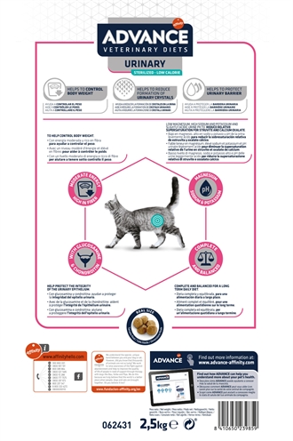 Advance Veterinary Diet Kat Urinary Sterilized 2,5 KG Minder Calorieën