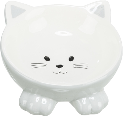 Trixie Verhoogde Keramische Voer-/Drinkbak Kattenkop 14 cm 150 ml 4st