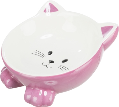 Trixie Verhoogde Keramische Voer-/Drinkbak Kattenkop 14 cm 150 ml 4st